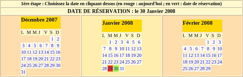 Image - Selection de la date de r&eacute;servation